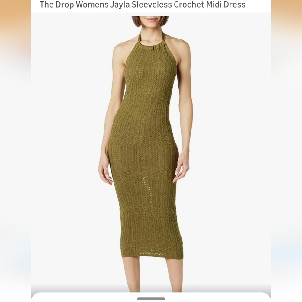 Jayla Sleeveless Crochet Midi Dress - Olive